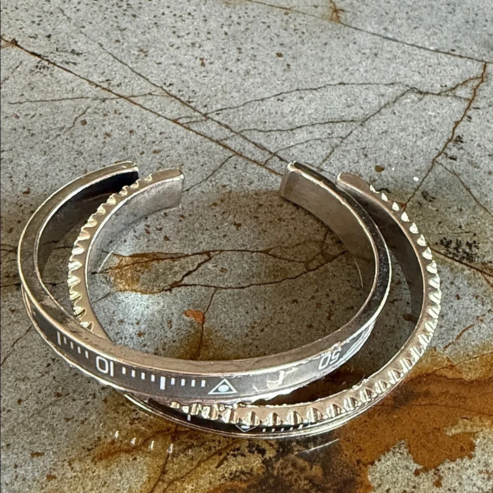 Silver and Black Wearable Tech Bracelet set of two